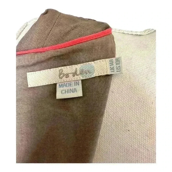 Boden Ada Textured Embroidered Sleeveless Brown Sheath Dress Size 10 - Picture 9 of 9